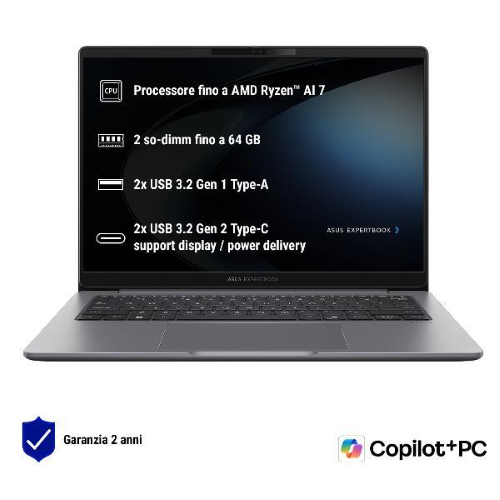 ASUS EXPERTBOOK PM3 PM3606CKA-MB0185X COPILOT+ PC 16" WQXGA AMD RYZEN AI 5 330 RAM 16GB-SSD 512GB NVMe-AMD RADEON 820M-WI-FI 7-WIN 11 PROF MISTY GREY (90NX0981-M006D0)